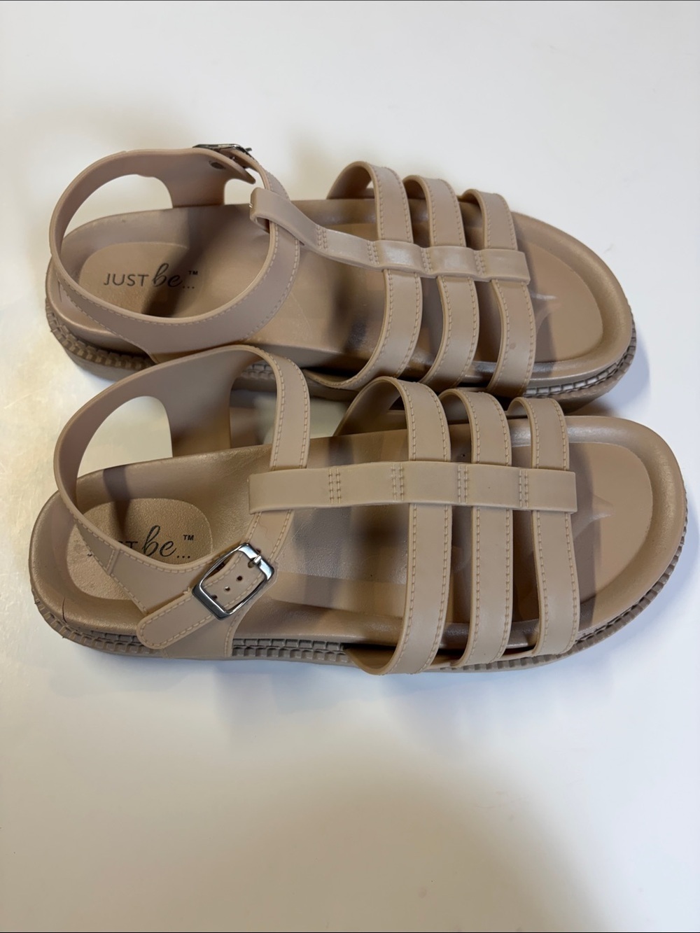 Just Be Nude Strappy Sandals Ankle Strap Comfort Flat Casual Size 10 - Picture 3 of 7